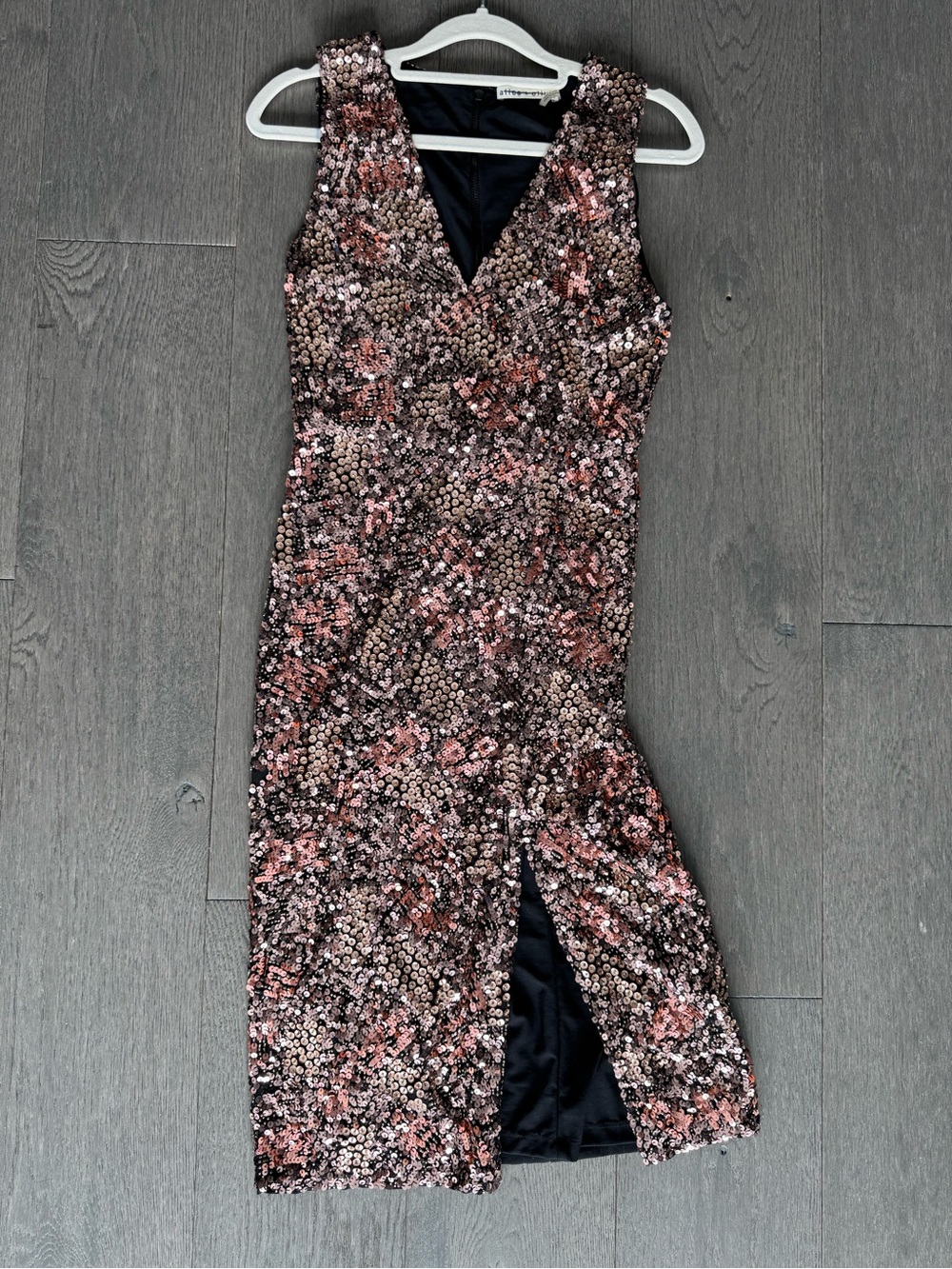 Alice + Olivia Sequin Midi Dress with V-Neck